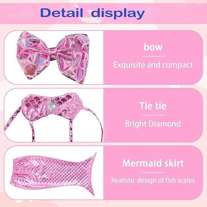 Cat Mermaid Costume Creative Cat and Dog Costumes Funny Fishtail Dress Puppy Mermaid Fishtail Dress Pet Mermaid Costume Humor Funny Photo Props (Pink)