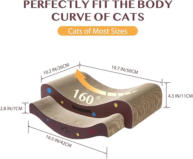 Cat Scratcher, 2 in 1 Corrugated Cat Scratch Board Lounger for Scraching & Napping, Cat Scratchers for Indoor Scratch Pad Couch Cardboard as Cat Bed & Furniture Protector from Cat Claws, 19.68 Inch