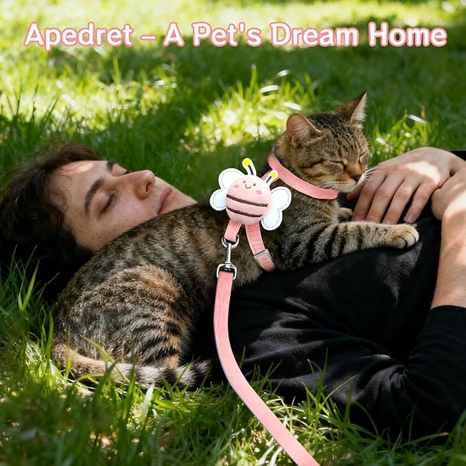 Cat Harness and Leash Set - Escape Proof Adjustable Soft Vest for Cats, Breathable Comfortable Kitten Harness for Outdoor Walking and Travel