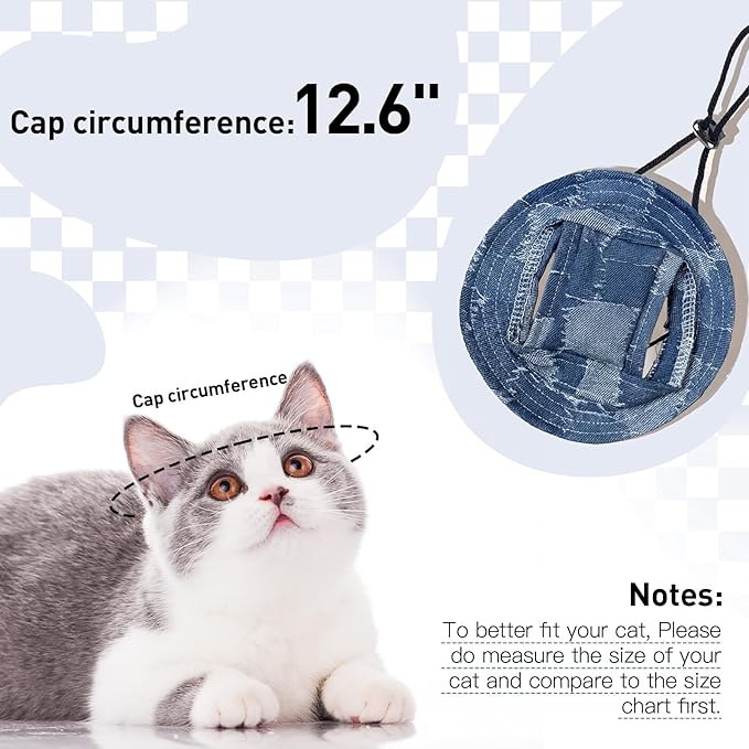QBLEEV Cat Hats for Cats Only, Sphynx Hat with Ear Hole, Kitten Headwear Mini Sun Sombrero Caps, Summer Cat Cowboy Hats, Pet Chihuahua Sunscreen Baseball Outdoor Climbing Cap Birthday Party