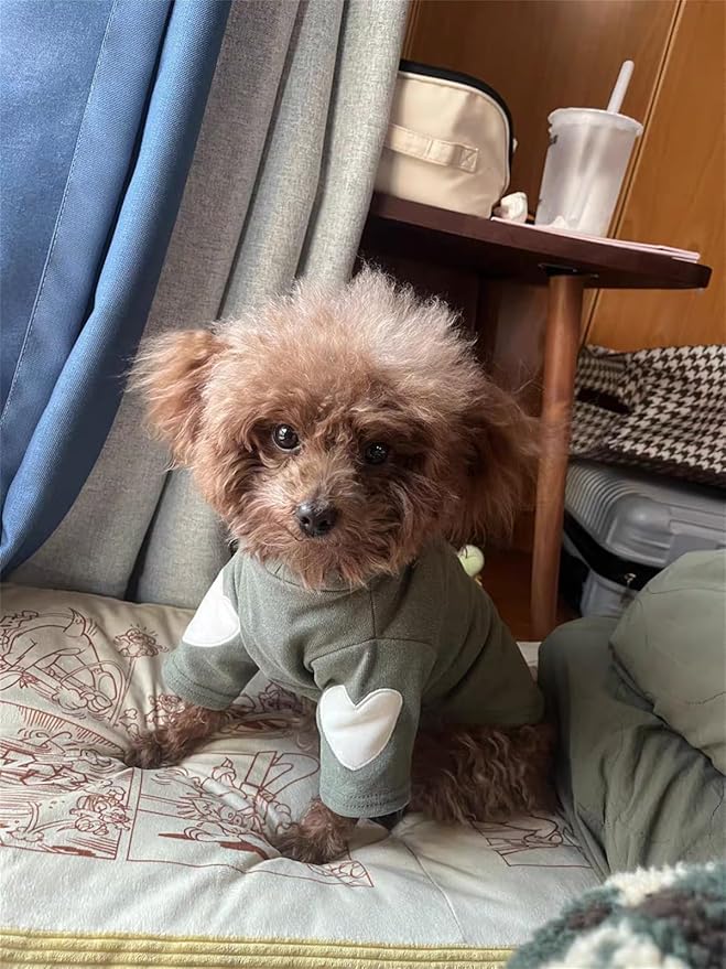 Small Dog Sweaters for Dogs Girls Boys, Heart Love Pattern Puppy Clothes, Puppy Pullover Outfit (Dark Green, X-Large)