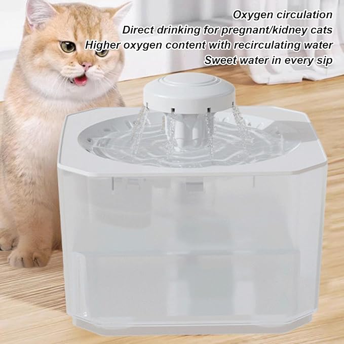 Cat Fountain - 2500ml Automatic Quiet Large Capacity Drinking Tool,Dog Water Dispenser - for Puppy Animal Travel Crate House Outside Feeding Tipping Night Hot Day Offices Indoor Home