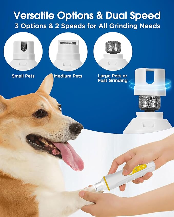 FURBONA Dog Nail Grinder with Enhanced LED Light – Super Quiet, 2-Speed, USB-C Rechargeable, LED Smart Display, 3 Grinding Options, Pet Nail Trimmer for Dogs Cats and All Pet Sizes