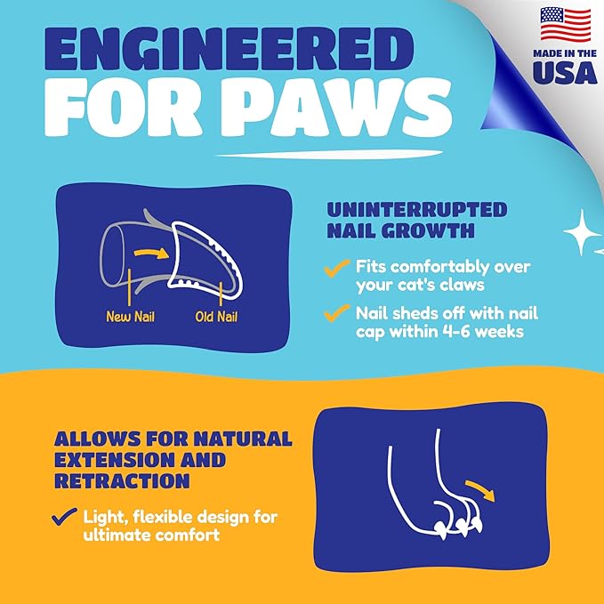 Soft Claws Cat Nail Caps for Medium Cats – 40 Caps (Silver & Gold) – Made in USA – Veterinarian-Developed | Scratch Protection, Easy to Apply, Long-Lasting Covers
