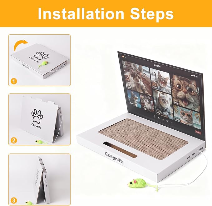Cat Laptop Scratcher, Cat Scratcher Cardboard, Interactive Toys, Kitten Supplies and Stuff for Indoor Cats