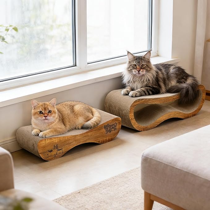 Cat Scratcher, 2 in 1 Cat Scratch Board for Scraching & Napping, Cat Scratchers for Indoor Cats Scratching Pad Couch Lounger Cardboard as Cat Bed & Furniture Protector, XLarge 34.25 Inch, with Catnip