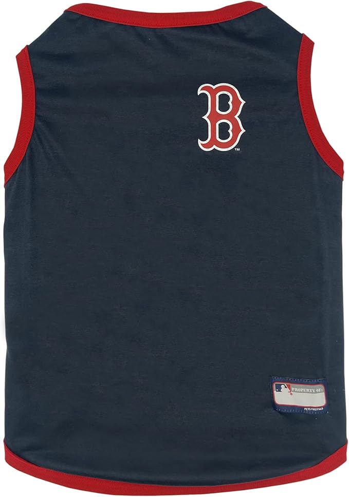 Pets First MLB Boston RED SOX Reversible T-Shirt, X-Large for Dogs & Cats. A Pet Shirt That Comes with 2 Designs; Stripe Tee Shirt on one Side; Solid Design on The Other Side! (RSX-4158-XL)