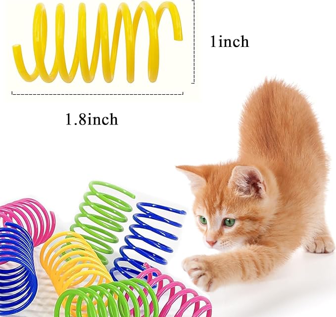 Cat Spring Toys, Bouncy Coil Kitty Cats Spiral Spring Toy for Indoor Cats Heavy Interactive Cat Toys Springy Chew Toys Springs Cat Toy for Biting Entertainment kitten toys (Cat spring toys 16pcs)