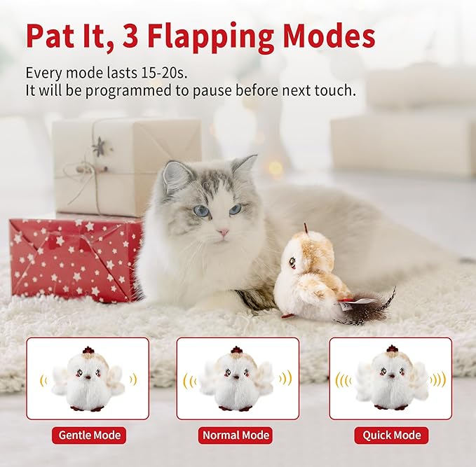 Gigwi Interactive Flapping Cat Toys Catnip, Electronic Flappy Toys Motion Activated, Automatic Cat Toys for Indoor Cats, USB Rechargeable Cat Enrichment Toy for Hunting and Kicker, Bird Princess