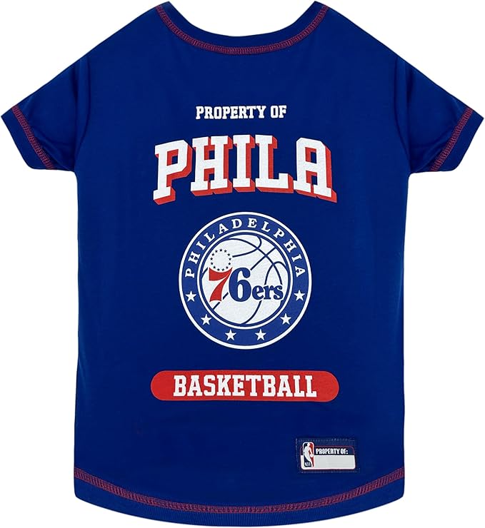 Pets First Cute Dog T-Shirt, Small - NBA Philadelphia 76ers Dog & Cat Shirt with Basketball Team Logo. Comfortable & Fashionable Yet Durable Pet Outfit