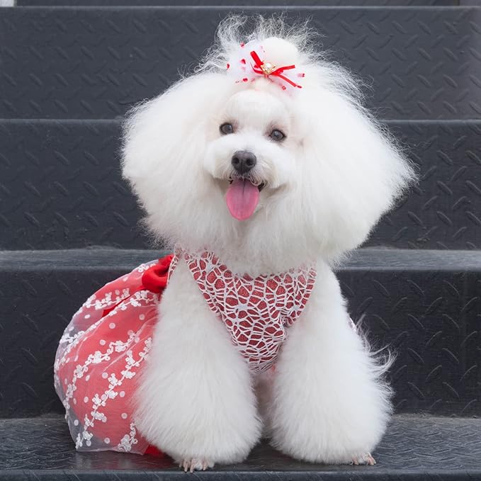CuteBone Dog Christmas Dress Girl Puppy Birthday Skirt Tutu Cat Wedding Outfit Pet Party Clothes for Small Dogs Costume DD09S