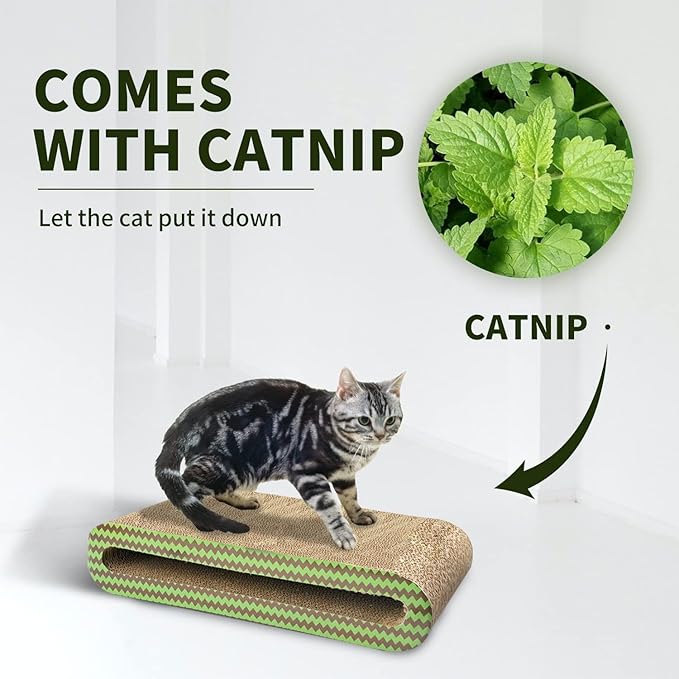 PAWISE Cat Scratcher Cardboard - Reversible Scratching Pad & Lounge Bed for Indoor Cats, Durable Corrugated Furniture Protector