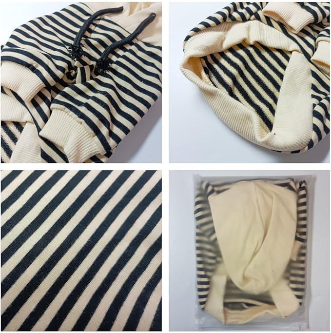 Matching Dog and Owner Clothes Separately Sold,Striped Mom Dad Dog Hoodie for Small Dogs Cats,Puppy Sweatshirt Fall Winter(Black,Pet S)