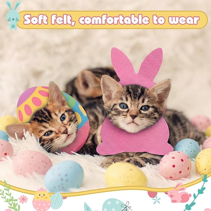 Shinylin 2 Pcs Easter Cat Hats Adjustable Dog Cat Pet Costume Bunny Egg Shaped Hat for Pets and Small Dogs Kitten Puppy Easter Party Costume Accessory Headwear with Festival Elements