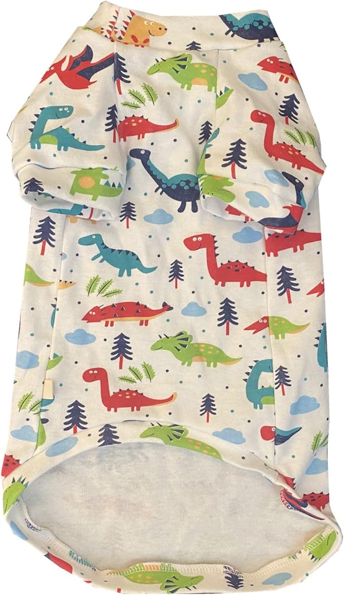 Sphynx Hairless Cat Summer Cotton T-Shirts Cat Vest Pet Clothes,Round Collar Vest Kitten Shirts Sleeveless, Cats & Small Dogs Apparel (Large, Dinosaur)