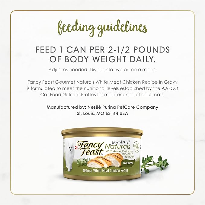 Purina Fancy Feast Wet Cat Food Gourmet Naturals White Meat Chicken Recipe in Wet Cat Food Gravy - (Pack of 12) 3 oz. Cans
