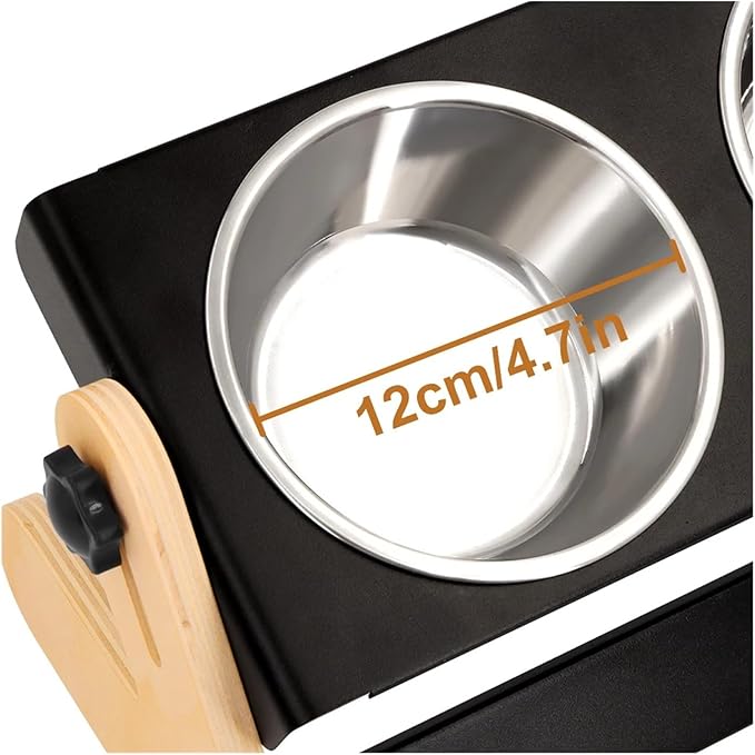 Elevated Cat Food and Water Bowl, Metal Stand 2 Stainless Steel Bowls, Suitable for Cats and Small Dogs