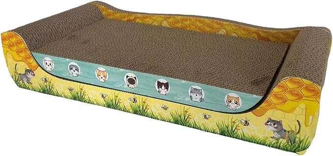 Cat Scratcher Cardboard Lounge Protect Carpets and Sofas Cat Furniture Pet Sofa Cat Scratch Bed for Indoor Cats Exercise Rest, XL with mat