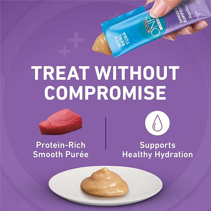 Purina ONE Plus Immune Support Purees with Real Tuna Lickable Cat Treats - 1.4 oz (Pack of 4)