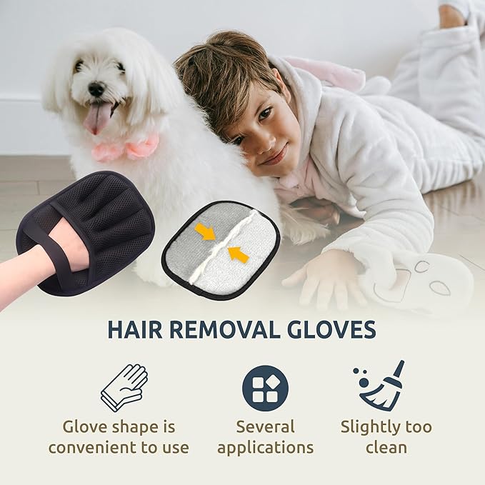 Pet Hair Removal Glove for Dogs & Cats – Reusable Electrostatic Hair Remover Mitt, Five-Finger Grooming & Cleaning Tool for Furniture, Clothes, Carpet, Couch & Car Interior