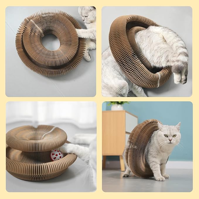 Kitty Curls Cat Toy,Magic Organ Cat Toy,Cat Scratcher for Grinding Claw Cardboard Cat Toys,Interactive Scratch Pad with Toy Ball-1pc
