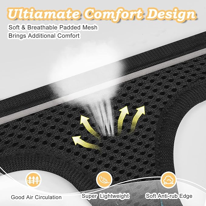 Cat Harness and Leash Escape Proof,Adjustable Soft Mesh Kitten Vest Harness for Walking Reflective Pet Harness for Cat Small Dogs Puppy (Black, XXS)