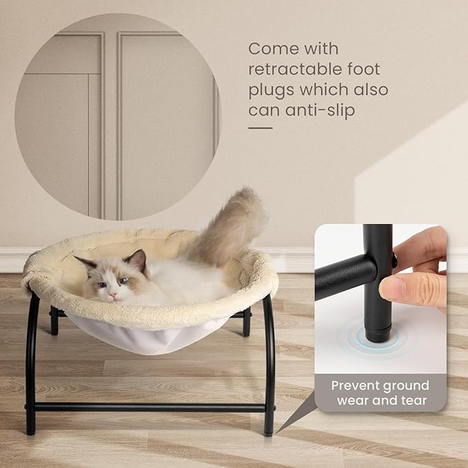 JUNSPOW Cat Bed Dog Perch Pet Hammock Bed Pet Sleeping Cat Supplies Pet Supplies Whole Wash Stable, Detachable, Breathable, Easy Assembly Indoors Outdoors, 16.9 in x 16.9 in x 9.5 in