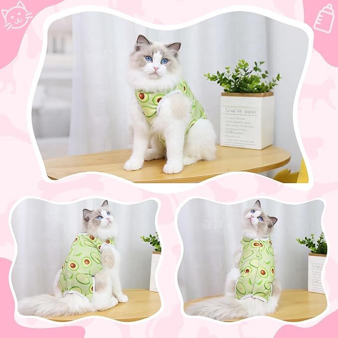 Coppthinktu Cat Recovery Suit Female Cats Onesie for Cats, Breathable Cat Surgery Suit for Surgical Abdominal Wounds Skin Diseases, Cute Kitten Spay Recovery Suit E-Collar Alternative Anti Licking
