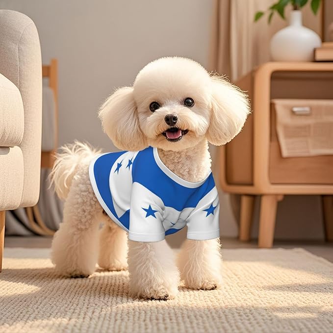 Honduran Flag Dog Shirt Pet Cotton T-Shirt Soft Breathable Dog Clothes Stretchy Puppy Outfit Doggy Tank Top Funny Outdoor Apparel Daily Wear for Small Medium Dogs Cats White Medium