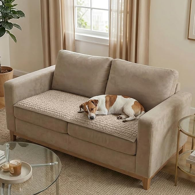 PAULATO BY GA.I.CO. Waterproof Couch Cover – 24x47 Blanket for Sofa Car Seat or Crate – Machine Washable Absorbent Reusable Pad for Puppy Training – Dogs Cats Pets Friendly Protector - Macadamia