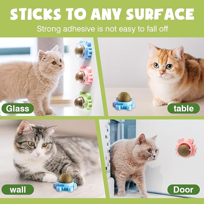 4 Pack Catnip Ball Toy 360° Cat Nips for Cats Wall Organic Nips Catnip Ball Toy 360° Cat Nips for Cats Organic