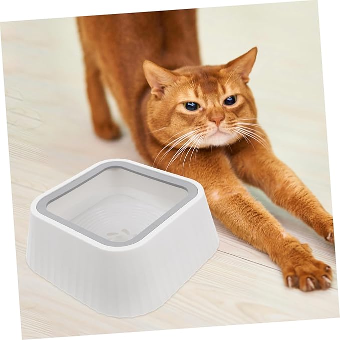 POPETPOP Spill Floating Pet Water Bowl Innovative Design for Cats and Small Dogs Material Keeps Feeding Area Dry Easy to and Maintain