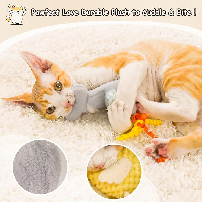 ORSDA Cat Toys Sets, 5 Pack, Built-in Rattle and Crinkle Paper, Interactive Kitten Kicker for Indoor Kitty Exercise Toys, Soft and Durable Bird for All Breeds