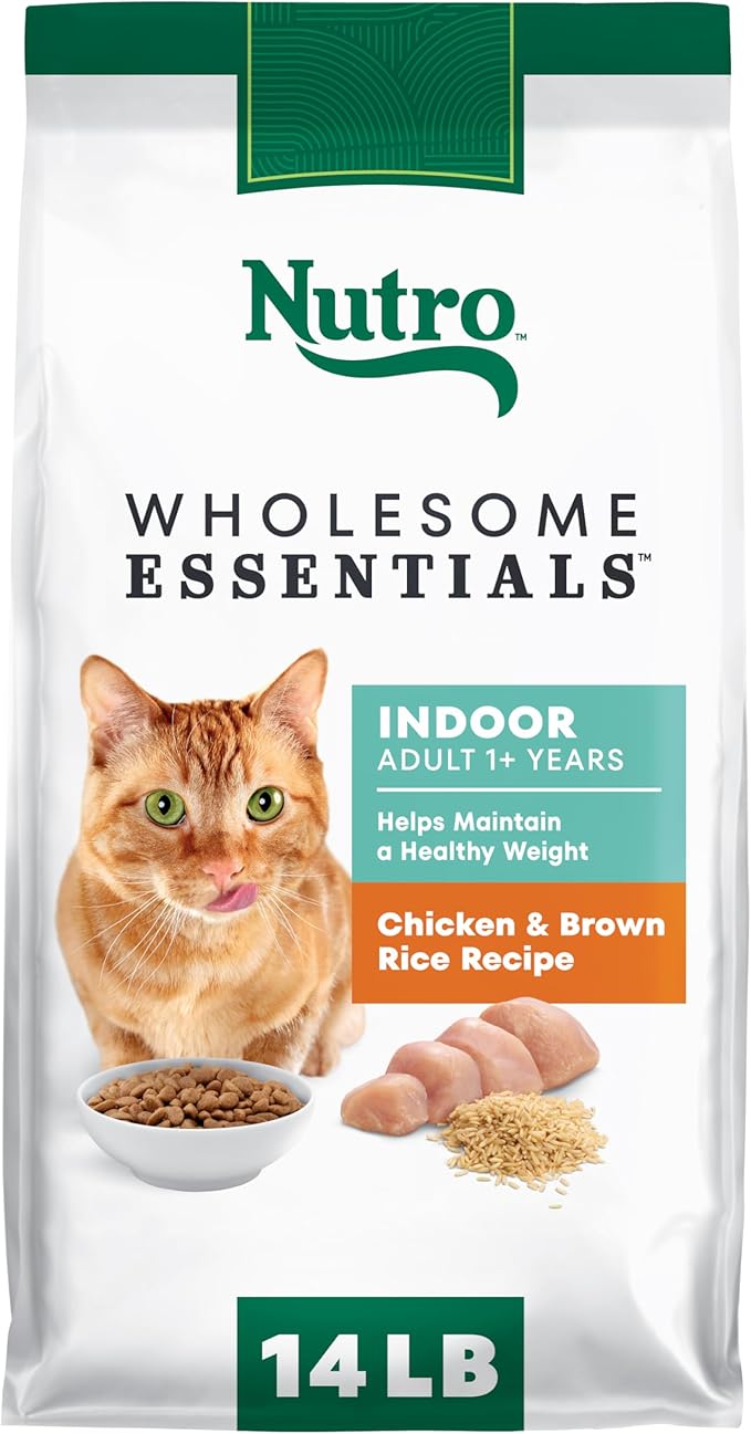 Nutro Wholesome Essentials Dry Cat Food, Indoor Cat Food Dry Chicken & Brown Rice Recipe, 14 lbs.