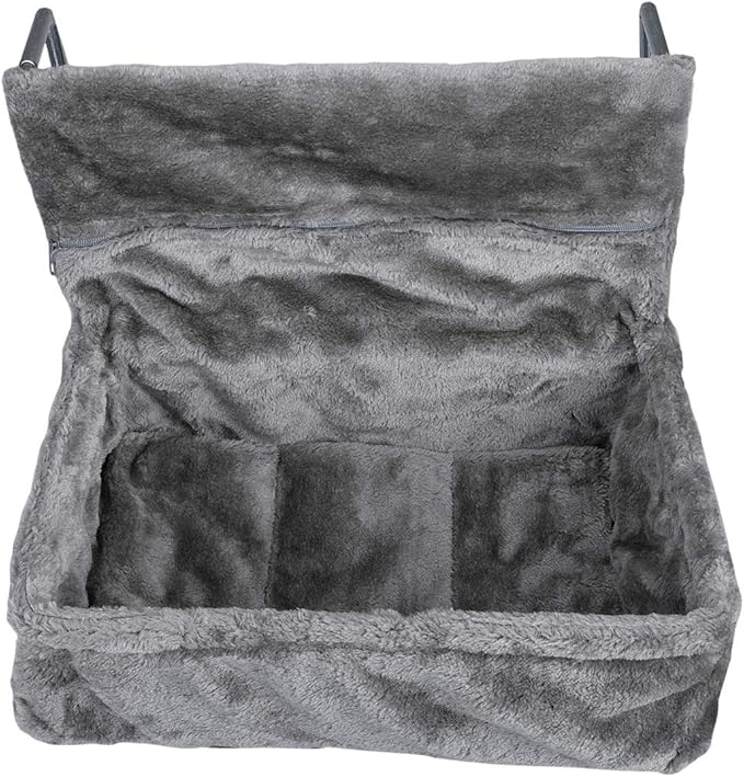 Navaris Cat Radiator Bed - Hanging Plush Basket Hammock with Cushion and Adjustable Metal Frame to Hook onto Radiators - 6kg Maximum Weight - Grey