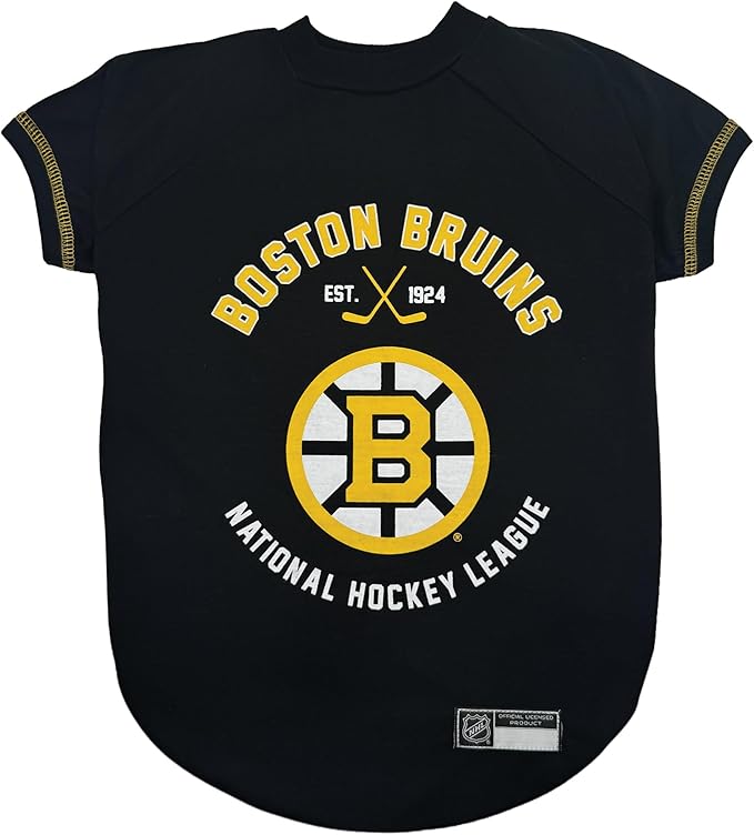 NHL Tee - Boston Bruins Ice Hockey Dog Shirt, Size: X-Large. Soft, Breathable, Stretchable & Washable XL Pet Shirt. Cool & Fashionable for Bruins Fans!