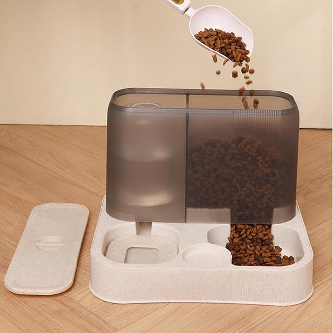 Dual Bowl Cat Feeder, Moderate Capacity, Removable for Easy Cleaning, Elegant Home Decor, Dining Environment, Meets All Day Feeding and Watering Needs (White)