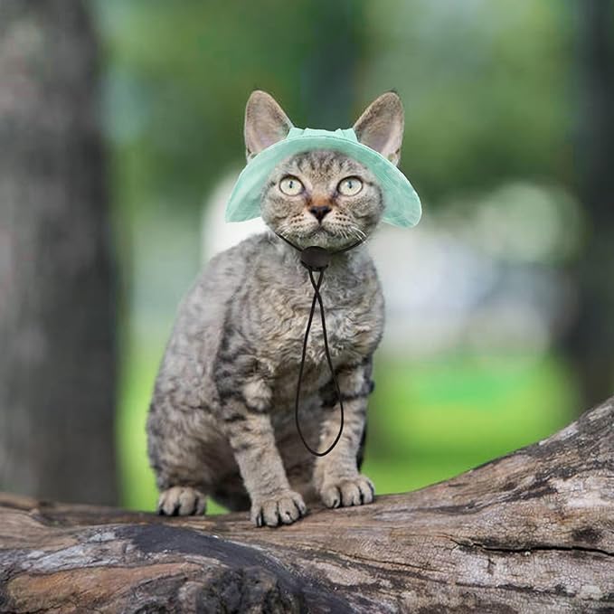 QBLEEV Cat Hats for Cats Only, Sphynx Hat with Ear Hole, Hairless Cat Cowboy Hats for Birthday Party Halloween, Kitten Headwear Sun Sombrero Caps, Chihuahua Sunscreen Baseball Outdoor Climbing Cap