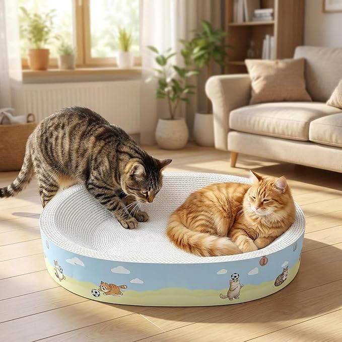 Plant Fiber Scratching, Cat Scratcher, Lounge Bed Cat Scratch Board Bowl Mat for Kitten Medium Large Breed Furniture Door Couch Carpet Protection Indoor Enrichment Professional Grade Quality