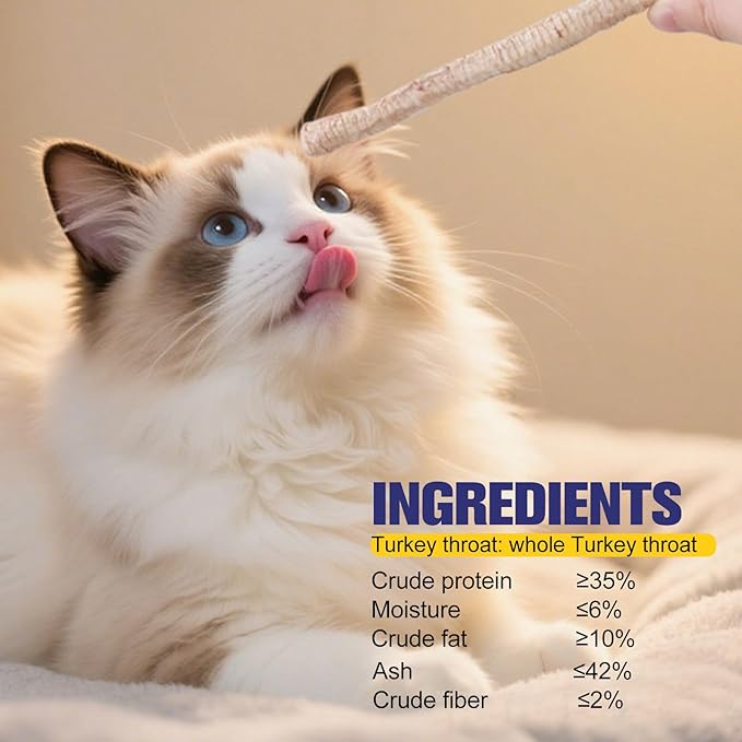Freeze Dried Turkey Throat Cat and Dog Snacks, High Protein, Crunchy Single Ingredient Snacks, All Natural and Low Fat, Promotes Muscle Development