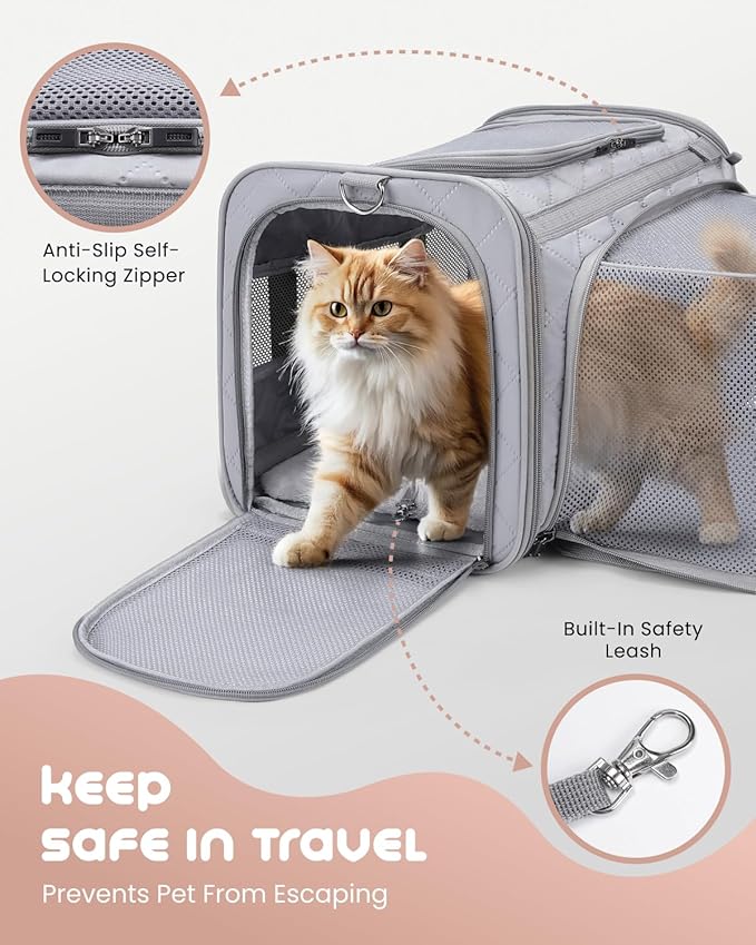 MIDOG Cat Carrier Soft for Small to Medium-Sized Cats,Up to 25 Lbs, Large Soft Sided Pet Carrier,Collapsible Travel Cat Carriy Bag(Beige,20 inch x 13 inch x 13 inch)