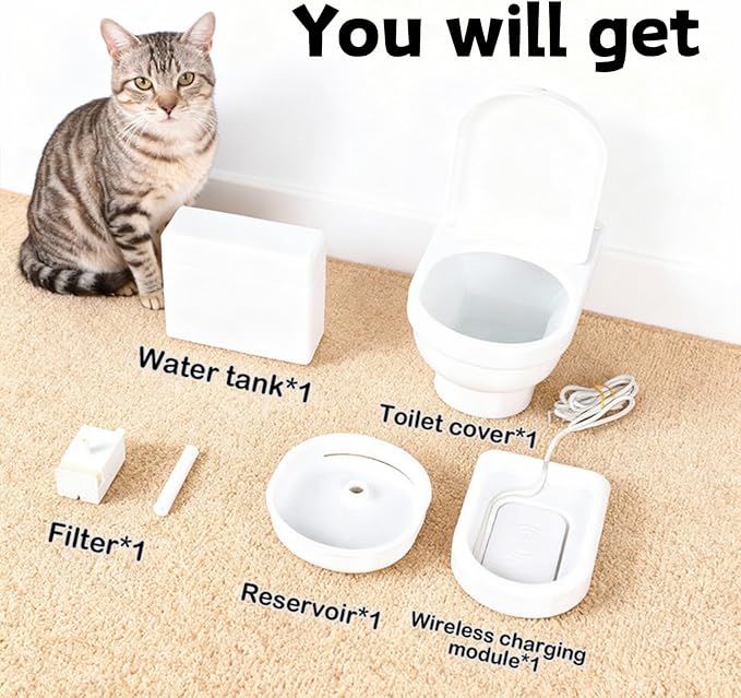 Toilet-Shaped Automatic Pet Water Fountain, Leak-Proof Electric Cat & Dog Water Dispenser, Continuous Fresh Water Dispenser for Pet