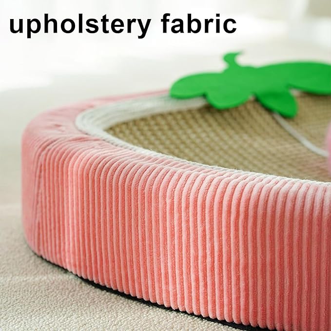 Sisal Cat Scratching Bed - Strawberry Scratch Pad | scratching basin sofa cat bed, Sleeping Mat Nest Pet Accessory | Kitten Small Dog Indoor Resting Mat, Furniture Protector for Couch Carpet Floor Doo