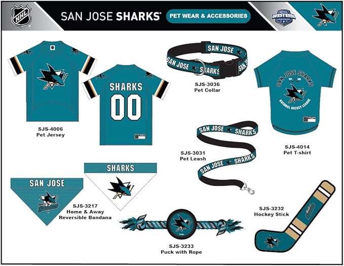 Pets First NHL San Jose Sharks Jersey for Dogs & Cats, Medium. - Let Your Pet Be A Real NHL Fan!