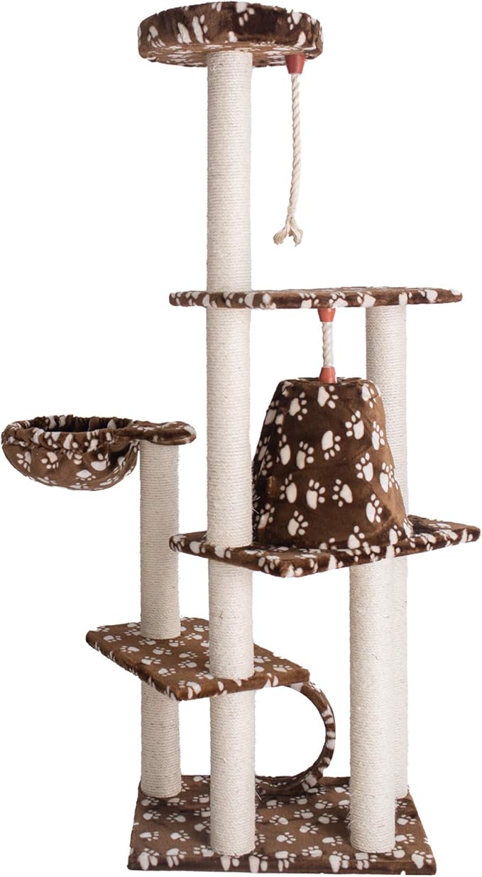 Armarkat Cat Tree Model A6601, Saddle Brwon W/White Paw Print