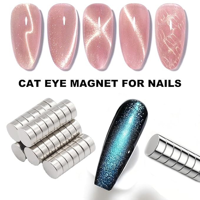 100pcs 8×2mm Mini Round Magnets for Nail Clippers, Measuring Artificial Nail Length, Multi-Use Cat Eye Nail Design Tools, Neodymium Magnet for Fridge Magnets, Crafts, Office Supplies