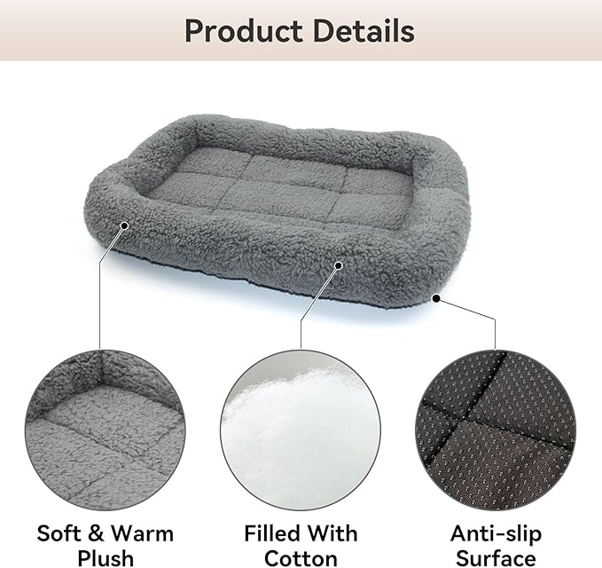 Small Cat Bed Mat Plush Pet Cushion, 15" x 10" Cat Pad with Pillow Around for Indoor Pets, Puppy Curl Sleep Self Warming Mat for Crate Carrier/Outdoor Pet Houses, Non-Slip Bottom, Small