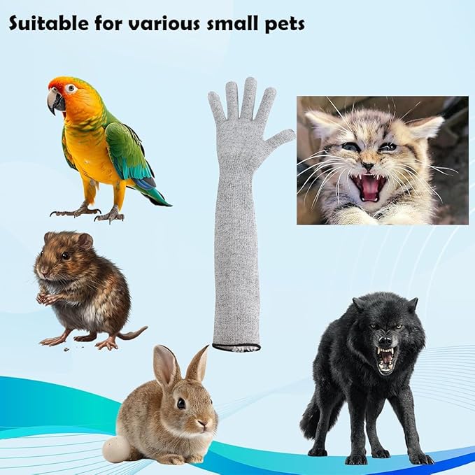 Pet Handling Gloves 16 Inch, Bite & Scratch Proof Arm Sleeves for Cat Grooming, Bathing and Nail Trimming, Long Protective Sleeves for Dogs, Vet Use, Animal Handling