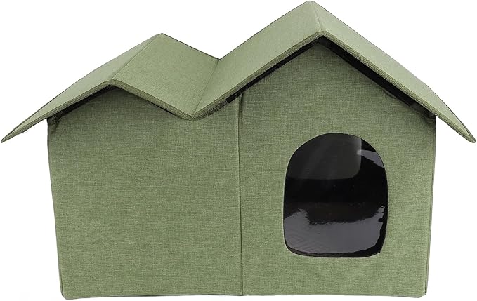 AYNEFY Cat Beds Furniture Outdoor Cat Cave Spacious Peaked Design Enclosed Hideaway with Portable Folding Design for Year Round Comfort Foldable House for Indoor Cats (OD Green)