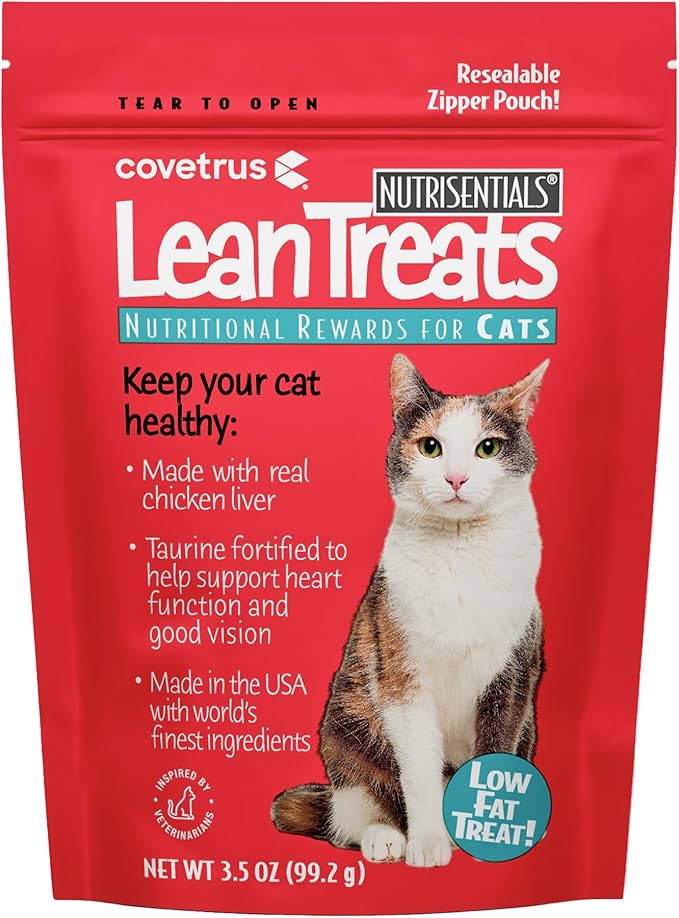 Covetrus Nutrisential Lean Treats for Cats - Soft Cat Treats for Small, Medium, Large Cats - Nutritional Low Fat Bite Size - Chicken Flavor - 6 Pack - 3.5oz